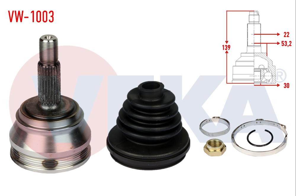 AKS KAFASI SOL-SAG ON DIS VOLKSWAGEN GOLF III (1H1) 1.6 DIS 22X30X51 UZUNLUK 139,5 mm 1991-1999	