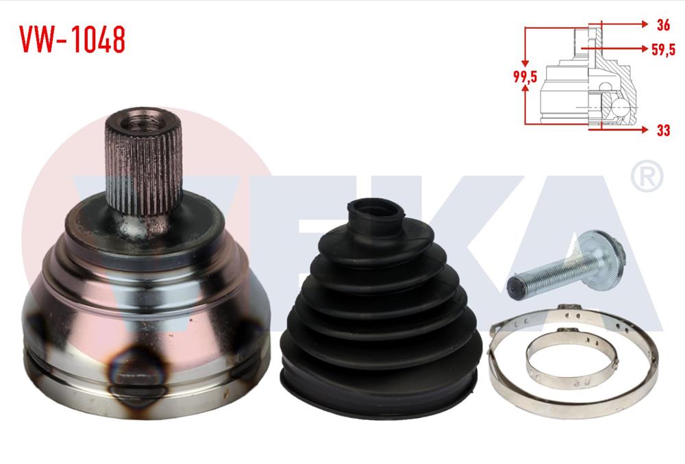 AKS KAFASI SOL-SAG ON DIS VOLKSWAGEN GOLF VI (5K1) 1.4 TSI 36X33X59,5 UZUNLUK 99,5mm 2008-2013	