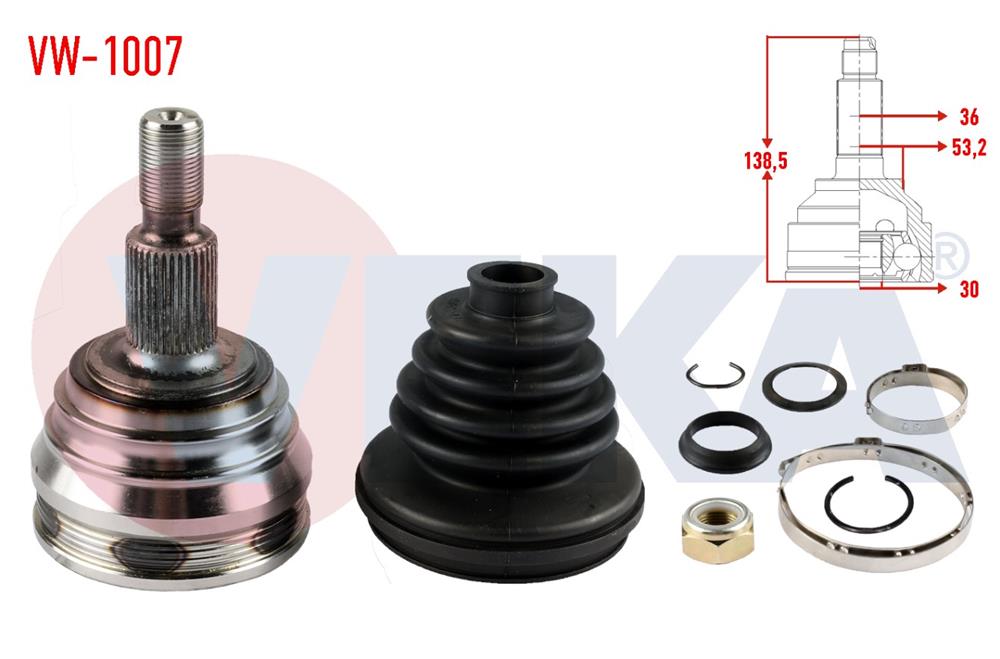 AKS KAFASI SOL-SAG ON DIS VOLKSWAGEN GOLF IV (1J1) 1.6i 36X30X53 UZUNLUK 138,3 mm 1997-2005	