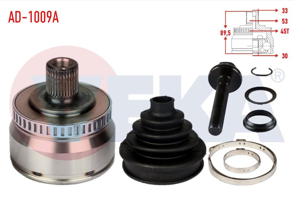 AKS KAFASI SOL-SAG ON DIS VOLKSWAGEN PASSAT (3B2) 1.8 T ABSLI 45 DIS 33X30X53 UZUNLUK 89,5mm 1996-2000	