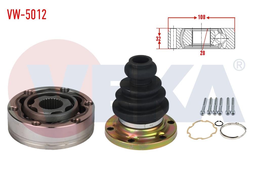 AKS KAFASI SOL-SAG ON IC 28X32X108 VOLKSWAGEN TRANSPORTER IV (70XB,70XC,7DB,7DW) 1.9 D 1990-2003	
