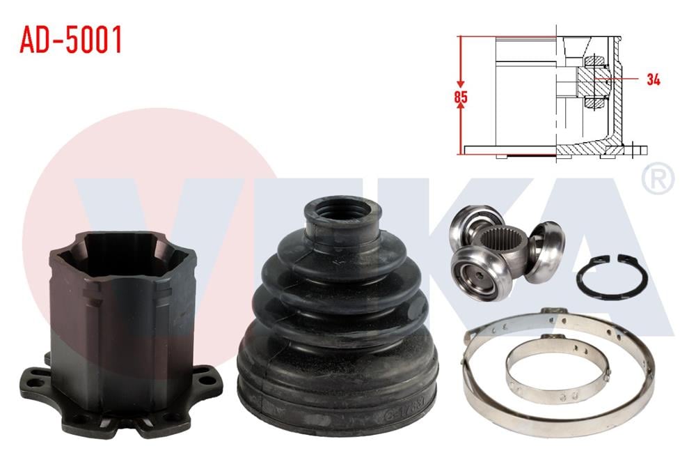 AKS KAFASI SOL-SAG ON IC AUDI A4 (8EC,B7) 2.0 TDI TRIPTONIC FREZE DIS 34 UZUNLUK 85mm 2004-2008	
