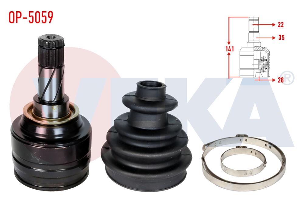 AKS KAFASI SOL-SAG ON IC OPEL CORSA B 1.0i 22X28X35 UZUNLUK 141 mm 1993-2000	