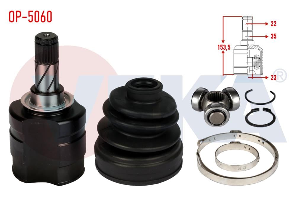 AKS KAFASI SOL-SAG ON IC OPEL CORSA C 1.3 CDTI 22X23X35 UZUNLUK 153,5 mm 2000-2006	