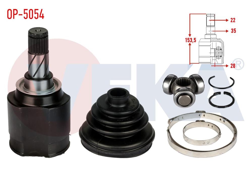AKS KAFASI SOL-SAG ON IC OPEL VECTRA C 2.0 DTI M-T 22X28X35 UZUNLUK 153,5 mm 2002-2008	