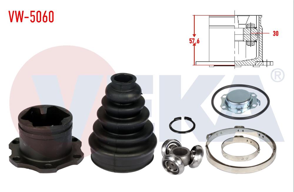 AKS KAFASI SOL-SAG ON IC VOLKSWAGEN GOLF IV (1J1) 1.6i FREZE DIS 30 UZUNLUK 57.6mm 1997-2005	