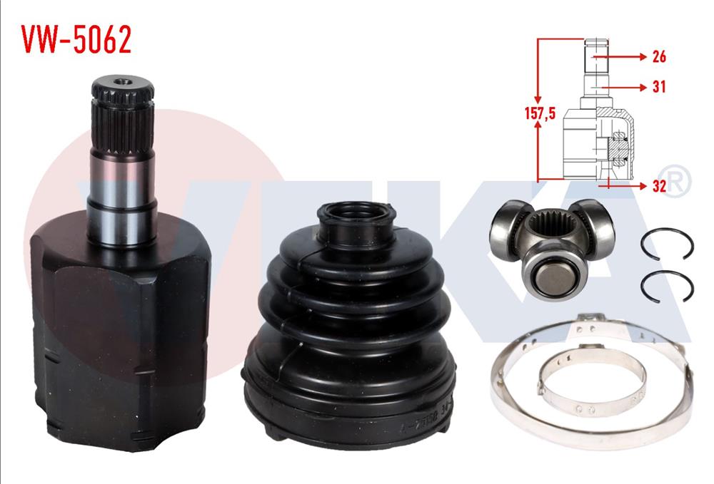 AKS KAFASI SOL-SAG ON IC VOLKSWAGEN GOLF V (1K1) 1.6i A-T 26X32X31 UZUNLUK 157,5 mm 2003-2009	