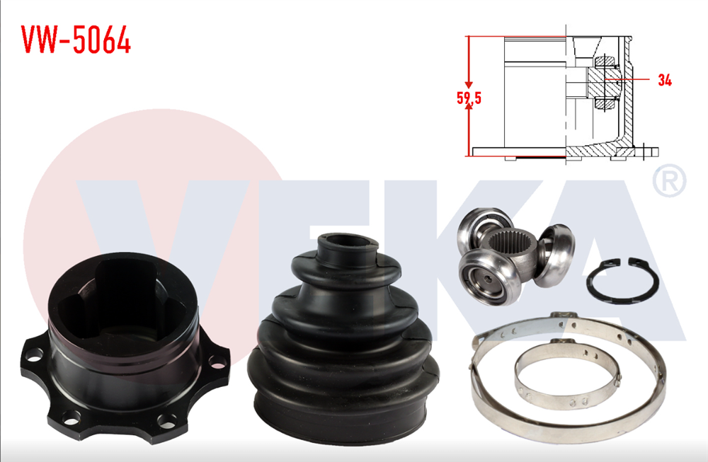 AKS KAFASI SOL-SAG ON IC VOLKSWAGEN PASSAT (3B2) 1.9 TDI FREZE DIS 34 UZUNLUK 59.5mm 1996-2000 