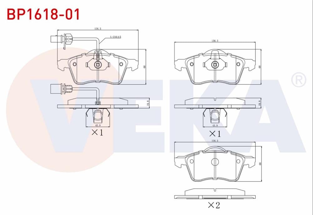 FREN BALATA FISLI ON VOLKSWAGEN TRANSPORTER IV (70XB,70XC,7DB,7DW) 2.5 TDI 19.50-20.30mm 1990-2003