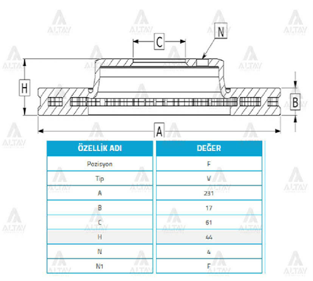 FREN DİSKİ CIVIC 88-91  ÖN HAVALI 231-4