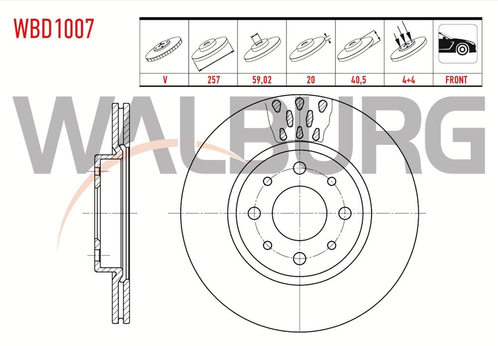 FREN DISKI ON HAVALI 4 BJN 257X20X59,02X40,5 FIAT DOBLO 1.6 2001-2010
