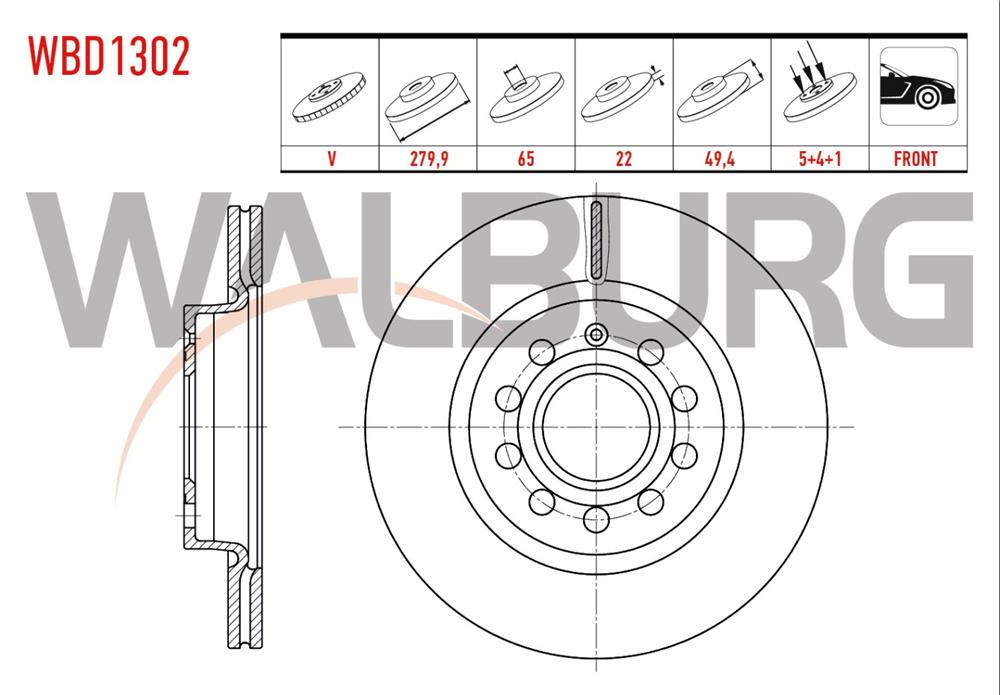 FREN DISKI ON HAVALI 5 BJN 279,9X22X65X49,4 A3 -1.8 T 2003-2012