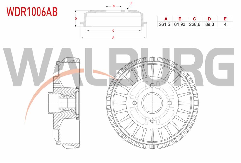 FREN KAMPANASI ARKA RULMANLI ABS OKUYUCULU TIRNAKLI 4 DELIK 261,5X61,93X228,6X89,3 RENAULT CLIO IV 1.2 TCE - 1.5 DCI 2012 