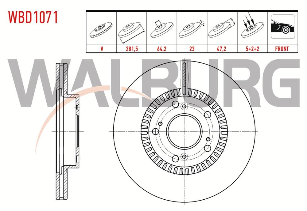 HONDA CİVİC 00-06 ÖN FREN DİSKİ 282 MM (WALBURG)