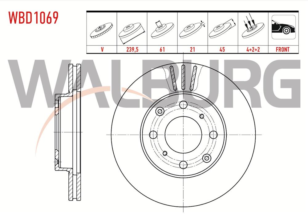 HONDA CİVİC 92-01 ÖN FREN DİSKİ 240 MM (WALBURG)
