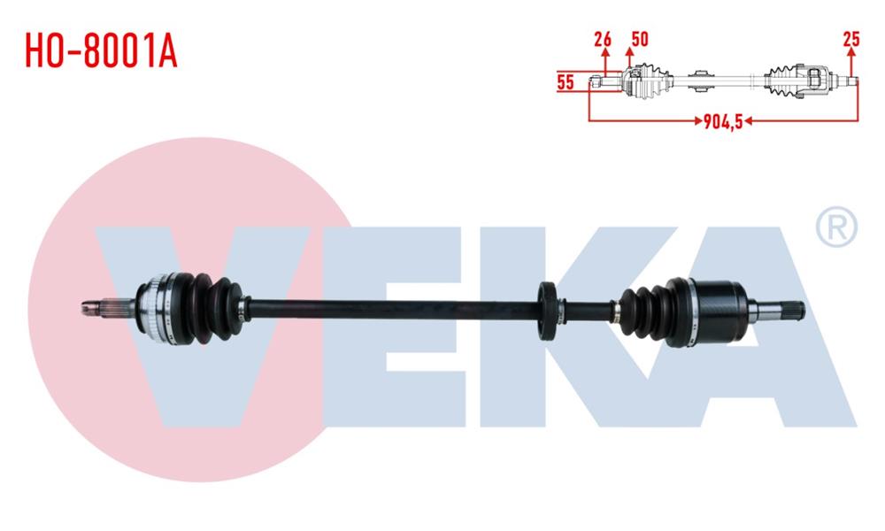 HONDA CİVİC 92-95 AKS KOMPLE SOL ABS'Lİ 1,5 904,5MM (VEKA)