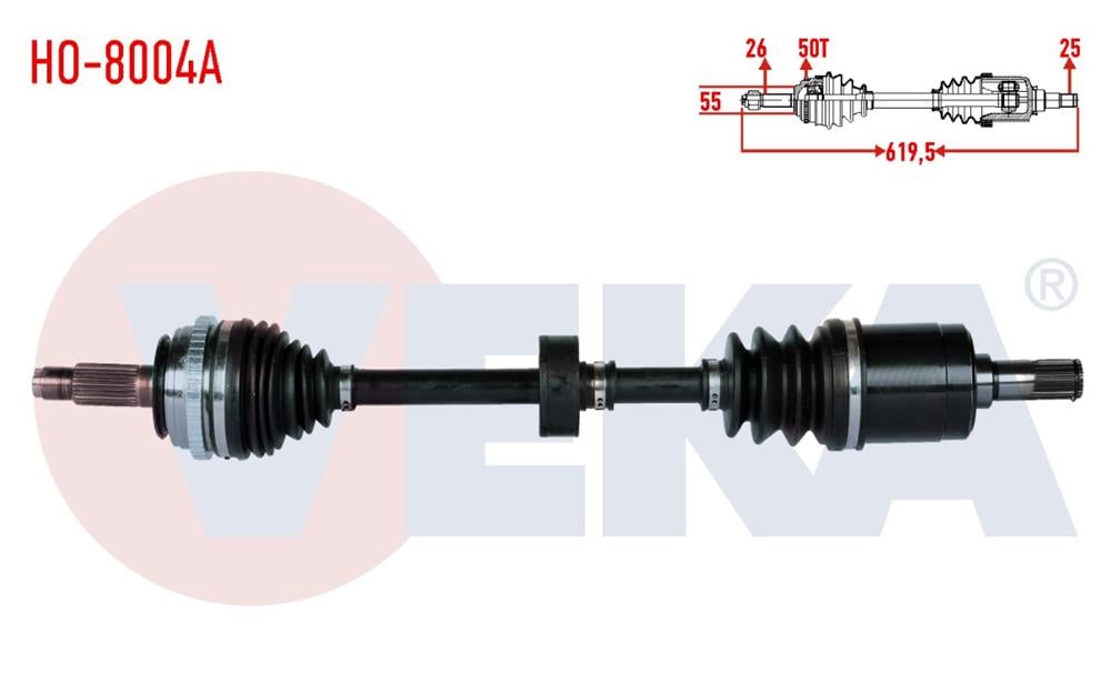 HONDA CİVİC 96-05 AKS KOMPLE SAĞ 1,4/1,6 ABS'Lİ 619,5MM (VEKA)