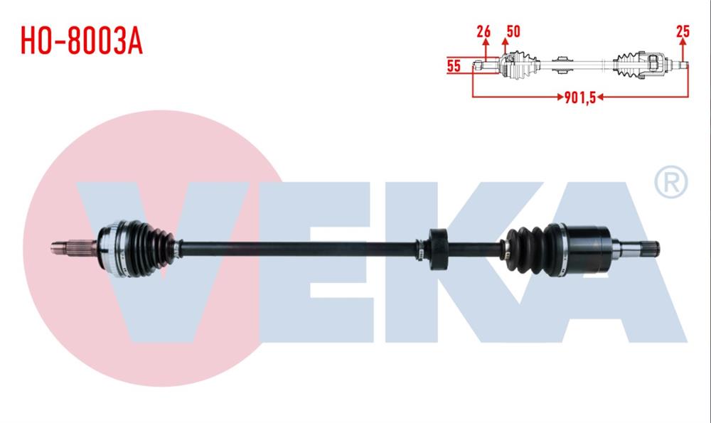 HONDA CİVİC 96-05 AKS KOMPLE SOL 1,4/1,6 ABS'Lİ 901,5MM (VEKA)