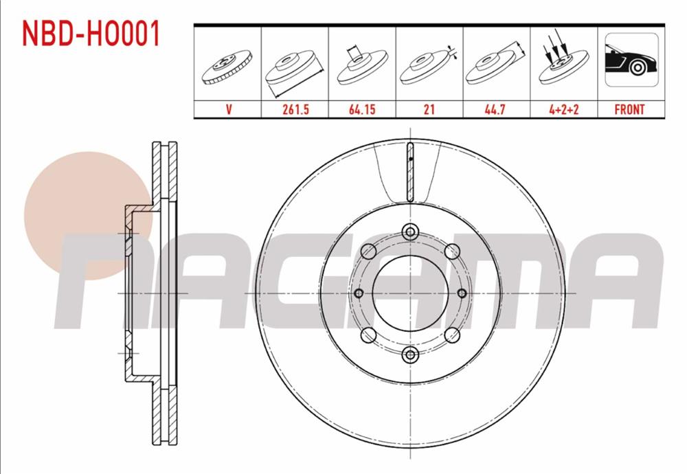 HONDA CİVİC 96-05 ÖN FREN DİSKİ 262MM 4 BİJON (NAGAMA)
