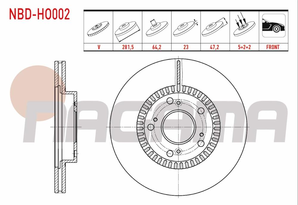 HONDA CRV 02-06 ÖN FREN DİSK 282MM (NAGAMA)