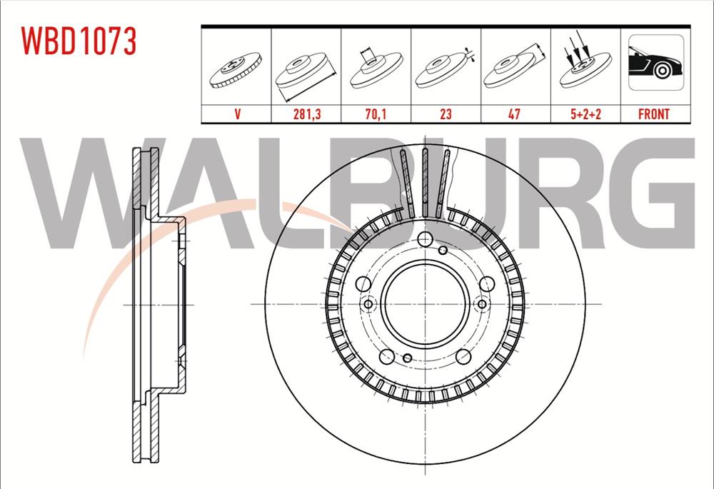 HONDA HRV 99=> ÖN FREN DİSKİ 282MM (WALBURG)