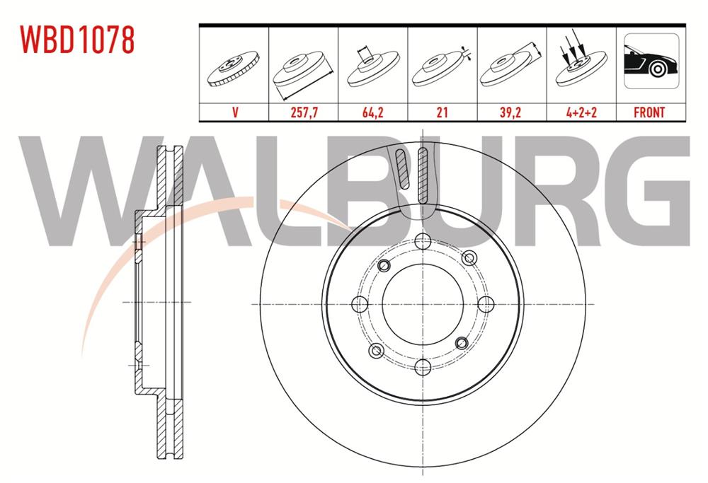 HONDA JAZZ 02-08 ÖN FREN DİSKİ HAVALI 4 BIJON 257MM (WALBURG)