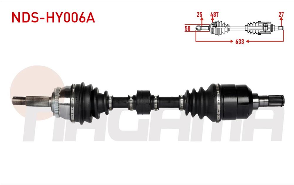 HYUNDAİ ACCENT 06-11 ÖN SOL AKS KOMPLE 48 DİŞ  UZUNLUK 633 MM (NAGAMA)
