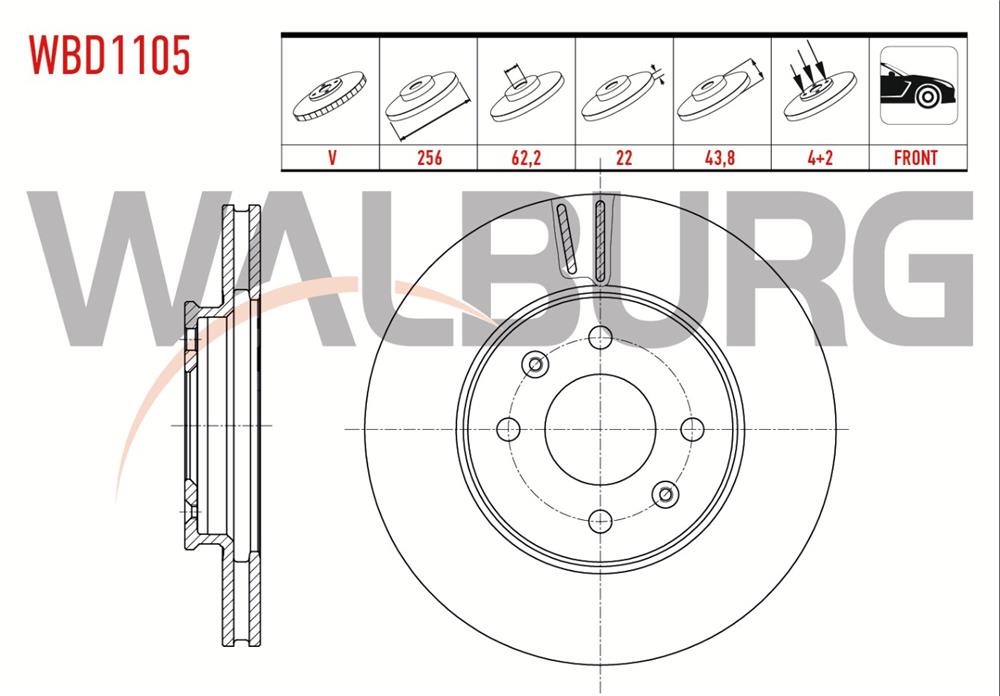 HYUNDAI ACCENT BLUE 11=> ÖN FREN DİSKİ 256MM 4 BIJON (WALBURG)