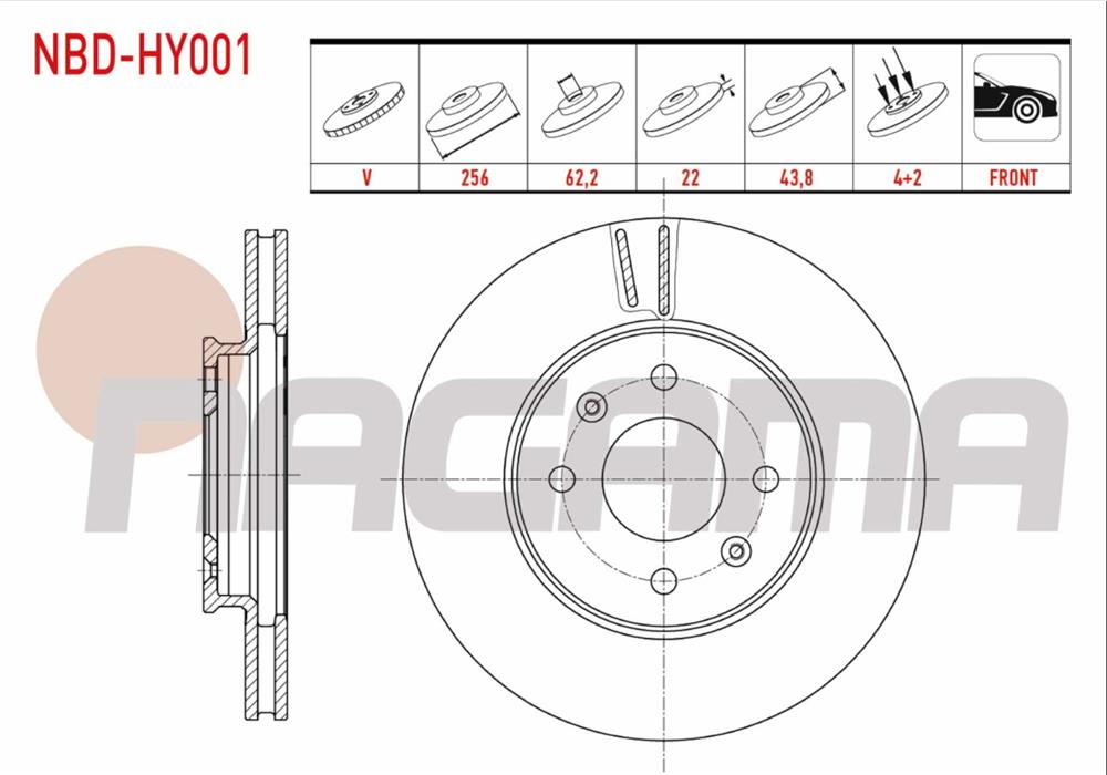 HYUNDAI ACCENT BLUE 11=> ÖN FREN DİSKİ 256MM 4 BIJON (NAGAMA)