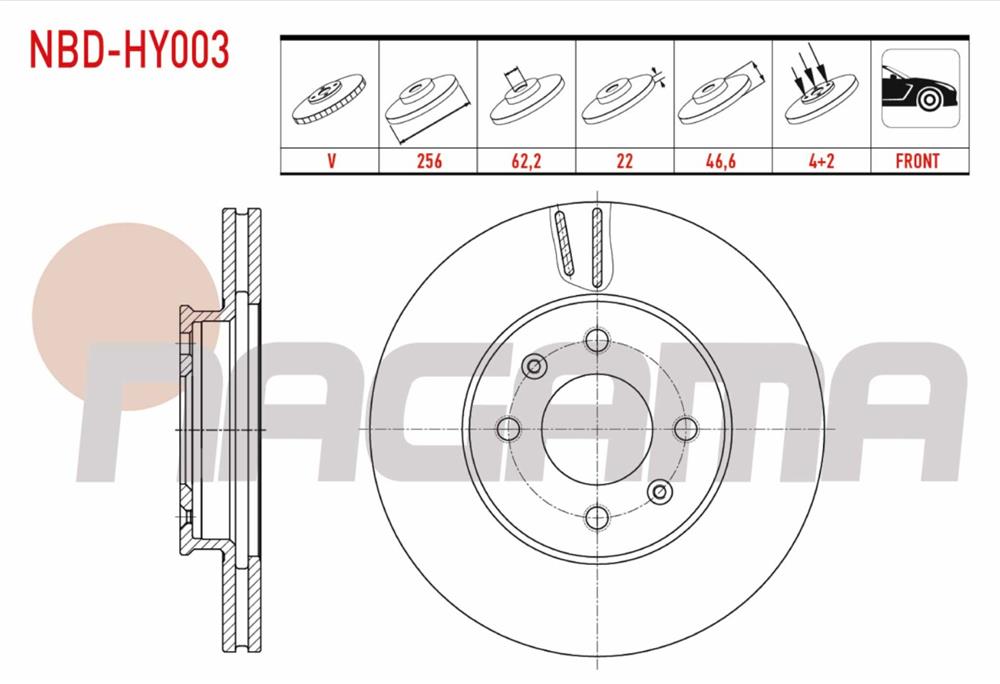 HYUNDAI ACCENT ERA 06-12 ÖN FREN DİSKİ 256MM (NAGAMA)