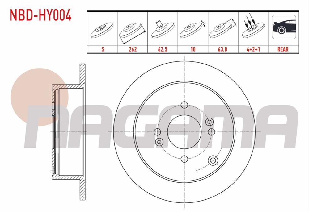 HYUNDAI ACCENT ERA ARKA FREN DİSKİ 262MM 4 BIJON (NAGAMA)