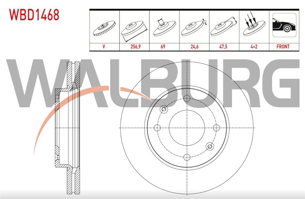 HYUNDAİ ELANTRA 01-07 1,6/ SONATA 01-04  ÖN FREN DİSK (WALBURG)