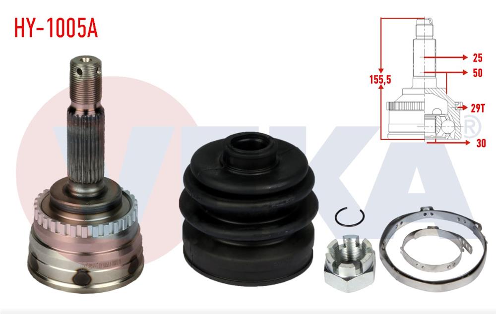 HYUNDAI ELANTRA 01-07 AKS KAFASI SAĞ-SOL 156MM 25X30X50 (VEKA)