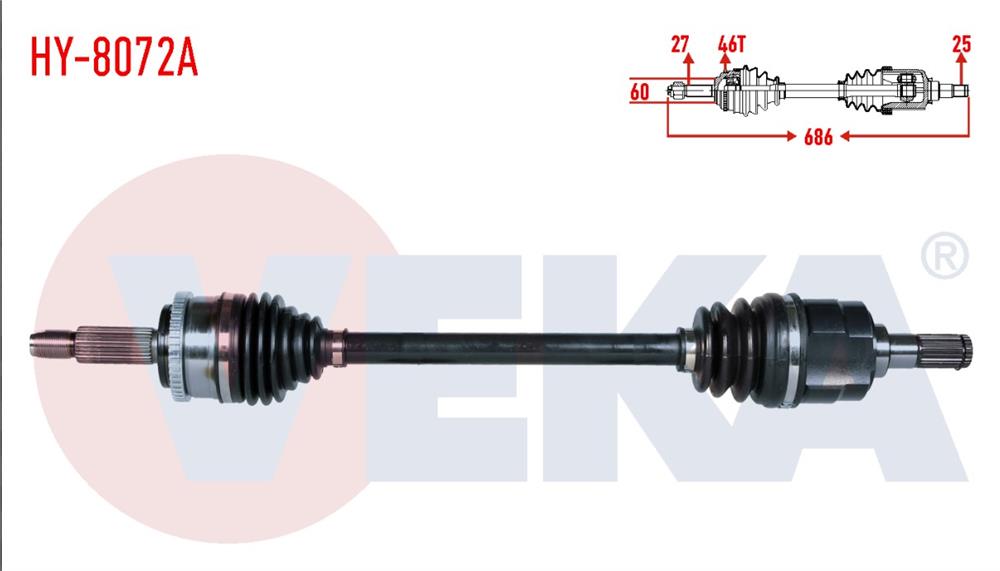HYUNDAI ELANTRA 11-15 AKS KOMPLE SOL 1,6CVVT 6 İLERİ MANUEL 686MM (VEKA)