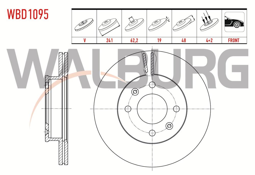 HYUNDAI GETZ 02=> ÖN FREN DİSKİ 241MM 4 BİJON (WALBURG)