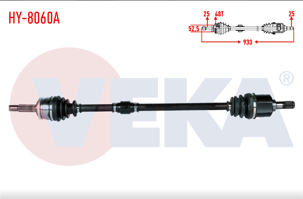 HYUNDAI İ20 08-15 AKS KOMPLE SAĞ ABS'Lİ 1,4 CVVT OTOMATİK 933MM (VEKA)