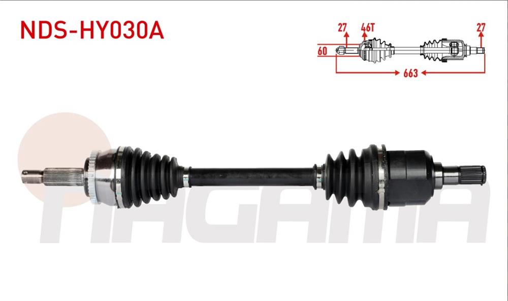 HYUNDAI İ30 07-11 ÖN SOL AKS KOMPLE 1,6 CRDİ DİZEL MANUEL 663MM ABS'Lİ (NAGAMA)
