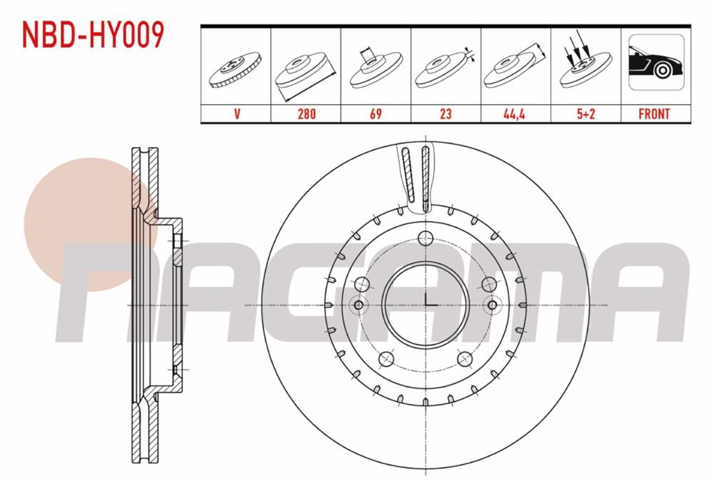 HYUNDAİ  İ30 12-ÖN FREN DİSK 280MM (NAGAMA)