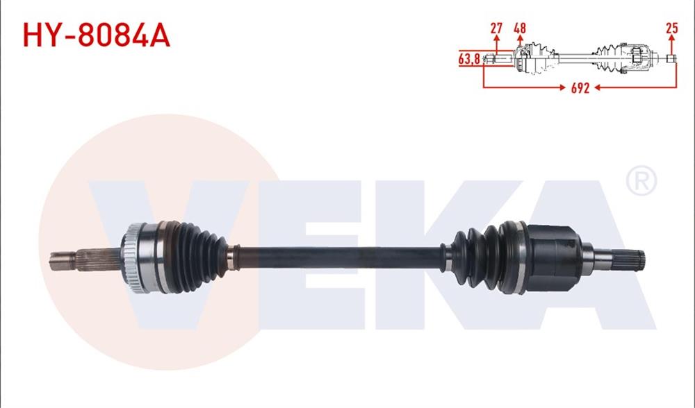 HYUNDAI İX35 10=> AKS KOMPLE SOL 4X2 1,6GDI 692MM MANUEL 49500-2Y800(VEKA)