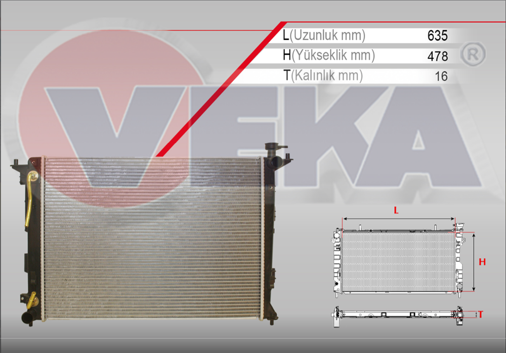 HYUNDAI İX35 11=> SU RADYATÖRÜ OTOMATİK 1,6 GDI 25310-2Y510 (VEKA)