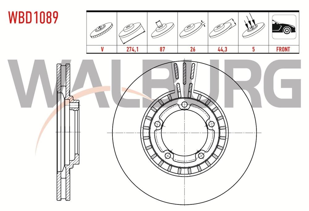 HYUNDAİ STAREX 03-08  ÖN FREN DİSK 275 (WALBURG)