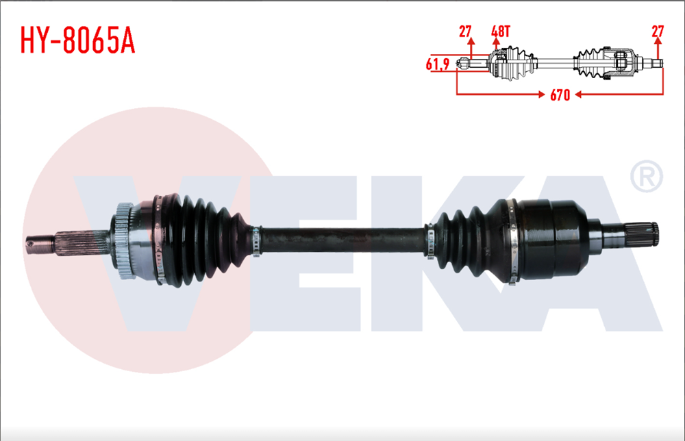 HYUNDAI TUCSON 04-10 AKS KOMPLE SOL 2,0CRDI 670MM OTOMATİK 49501-2E900/2E500/1F200 (VEKA)