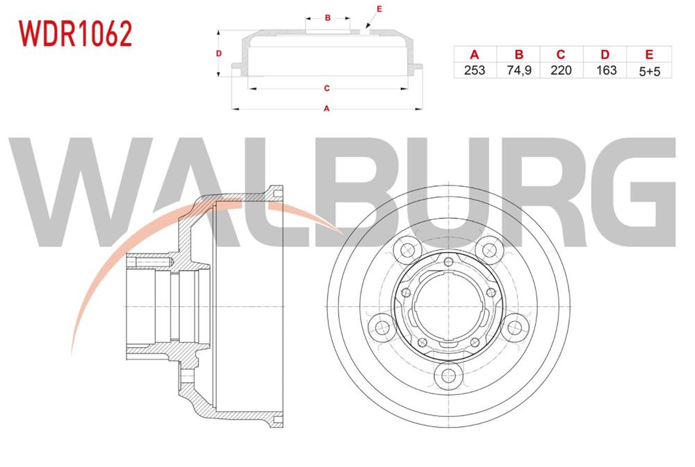 KIA BONGO 97-10 ARKA FREN KAMPANASI 2,7 253MM 5 BIJON 0K60B26251A (WALBURG)