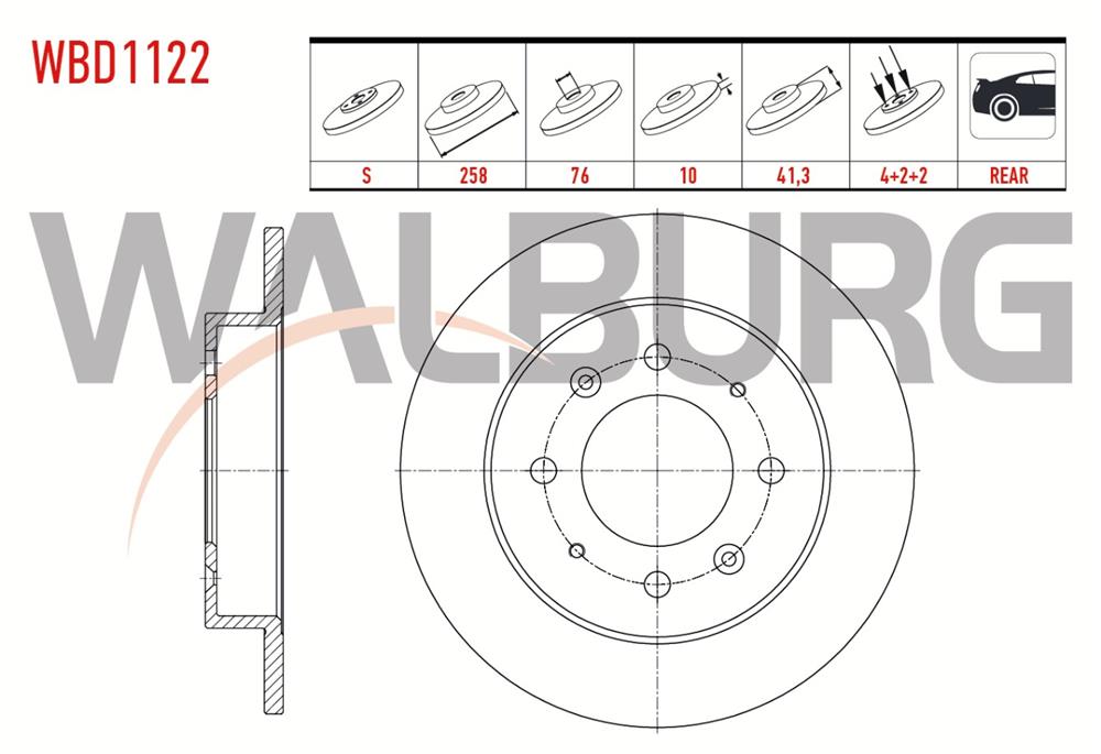 KİA CERATO 04- ARKA FREN DİSK 258MM (WALBURG)