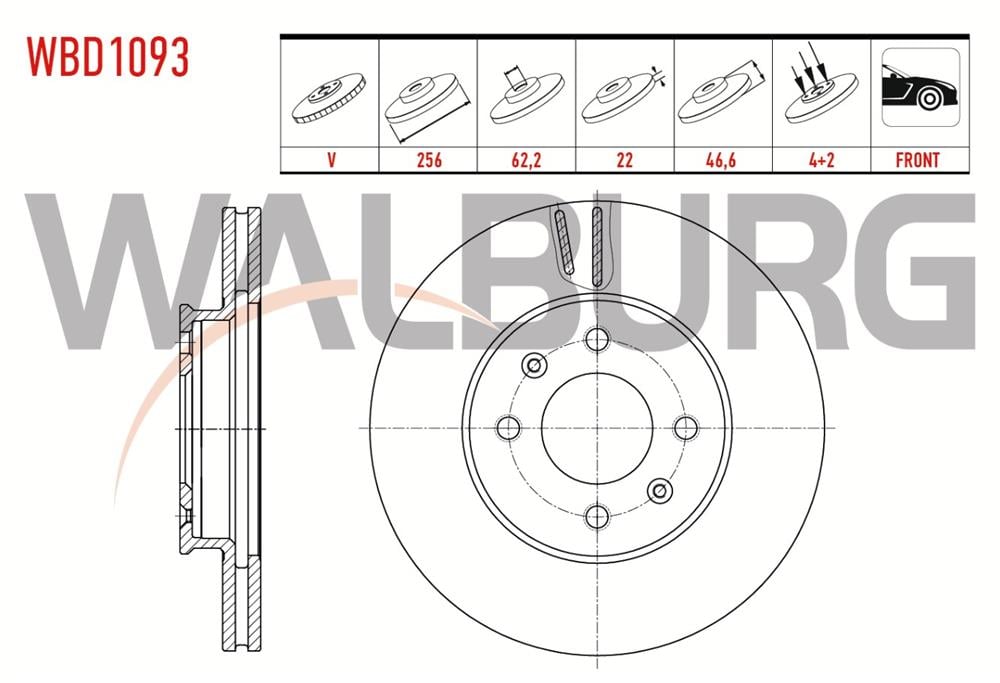 KIA RİO 05-11 ÖN FREN DİSKİ 256MM (WALBURG)