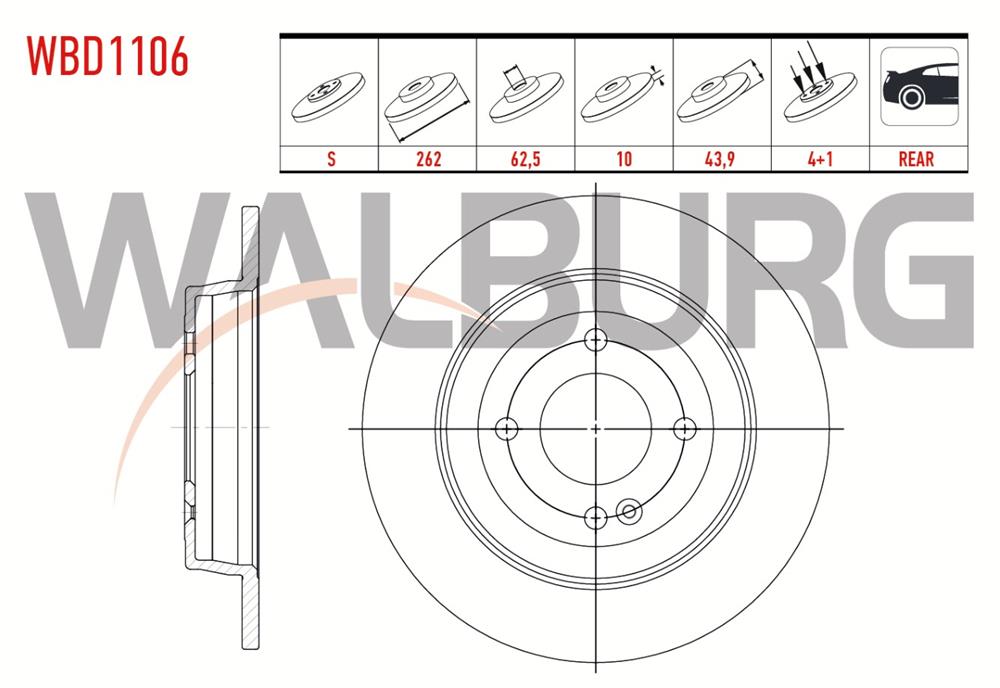 KIA RİO 12- ARKA FREN DİSK 262MM (WALBURG)
