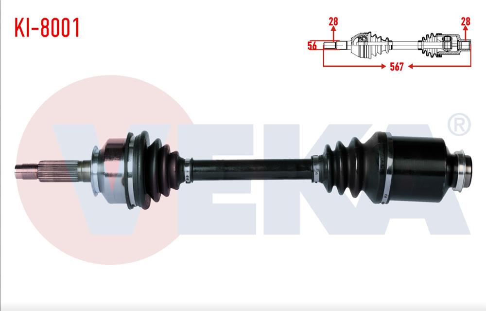 KIA SORENTO 02-09 AKS KOMPLE SAĞ ABS'SİZ 2,5 CRDİ OTOMATİK 567MM 49500-3E010(VEKA)