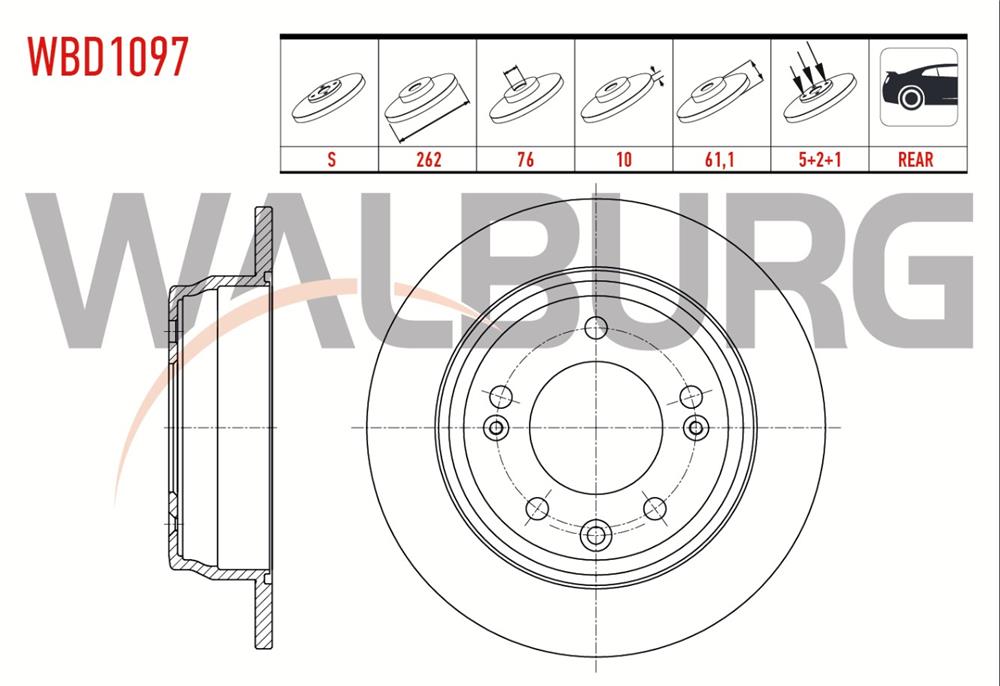 KIA SPORTAGE 10=> ARKA FREN DİSK 262MM (WALBURG)