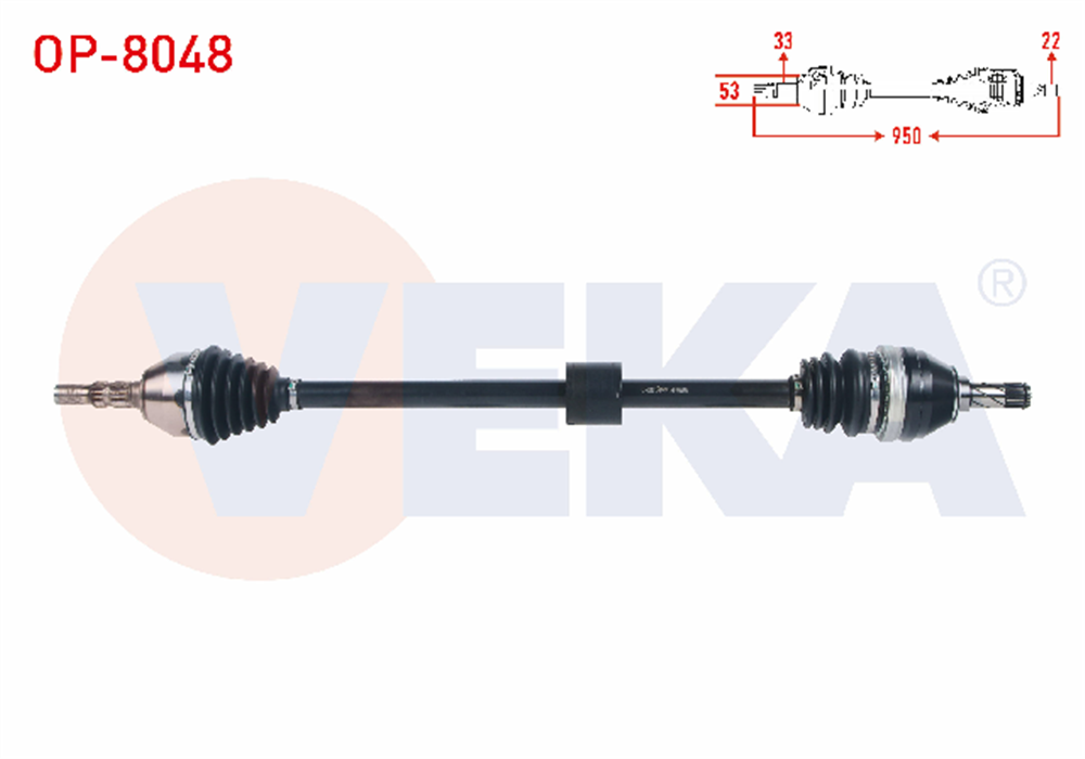 KOMPLE AKS SAG ON UZUNLUK 950mm OPEL ASTRA H 1.7 CDTI M-T 2004-2010 / ZAFIRA B 1.8 M-T 2005-2011