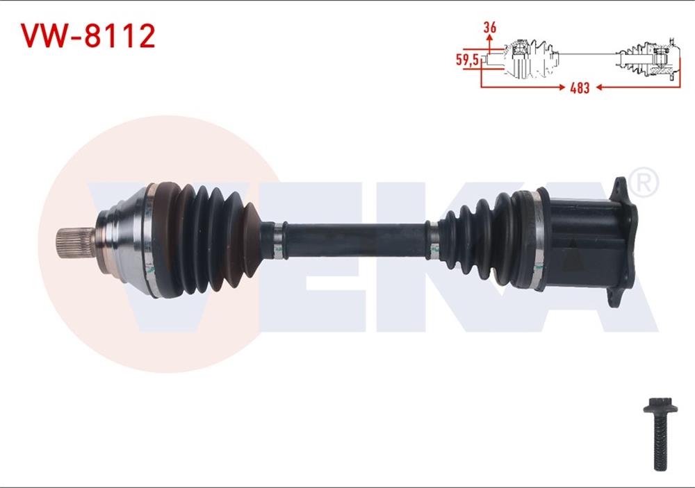 KOMPLE AKS SOL ON UZUNLUK 483mm VOLKSWAGEN PASSAT (3G2) 2.0 TDI A-T 2014